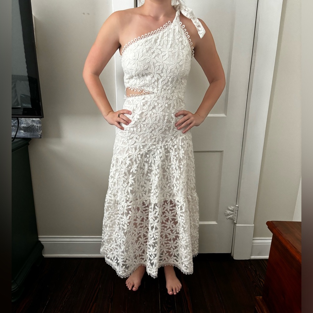 lost + wander dress Madonna Lily Eyelet lace one-shoulder maxi dress